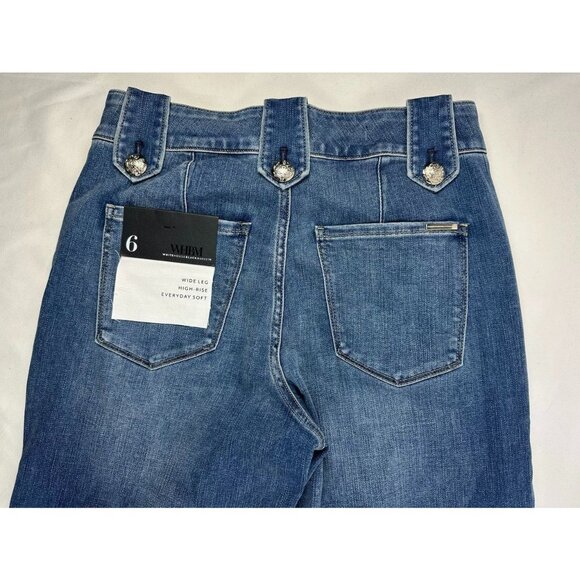NWT White House Black Market High Rise Wide Leg Jeans Everday Soft Size 6 Blue - Picture 5 of 12